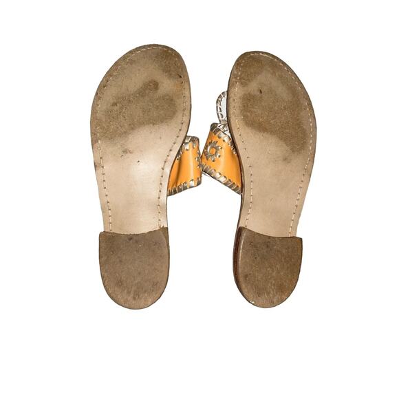 Jack Rogers Jack Flat Leather Thongs Sandals Orange Gold Women's Size 6 - Picture 7 of 10